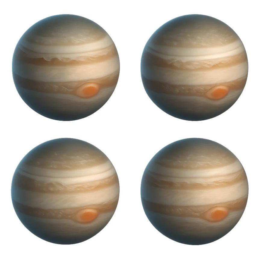 Jupiter planet with swirling clouds and Great Red Spot sticker