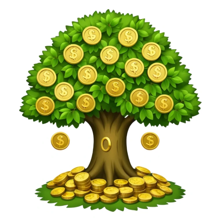 tree like in apple emoji with coins sticker