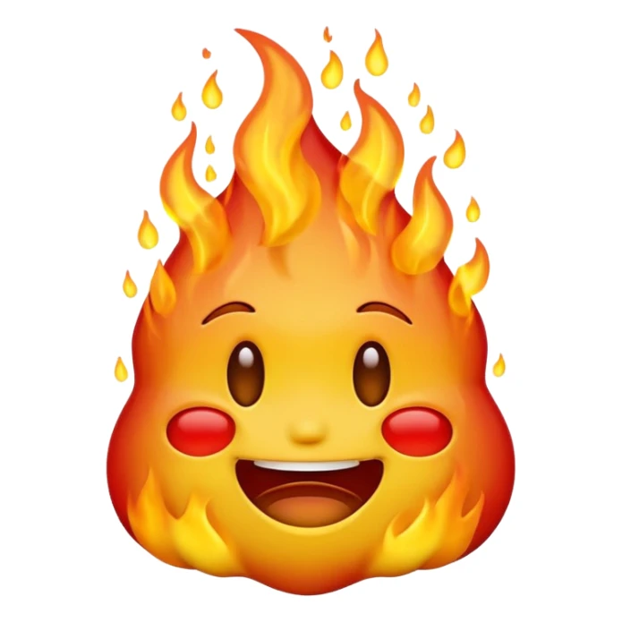 Generate an emoji that is simultaneously grinning nervously, crying, and melting while on fire.  sticker
