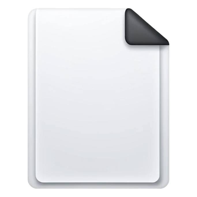 Clean white icon of a  empty document with light outlines, minimalist vector style, transparent background. sticker