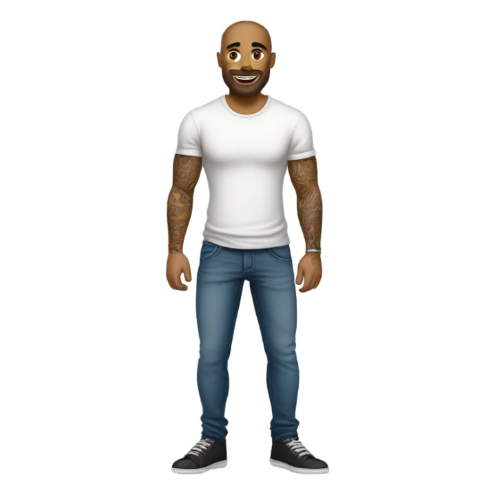 Hyper Realistic handsome tattooed man wearing jeans and tshirt sticker