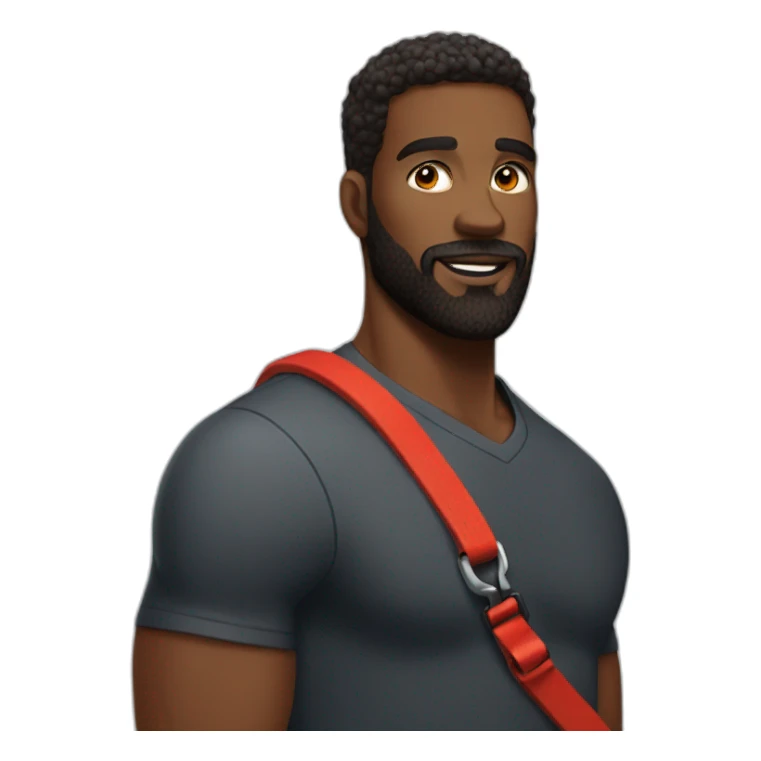 a handsome, black man in a  sporting a red beard,, holding it on a leash sticker