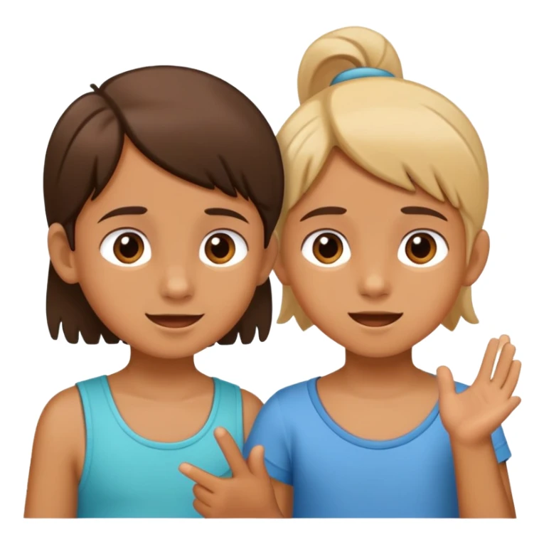 two children, one talking and one listening, friendly and expressive sticker