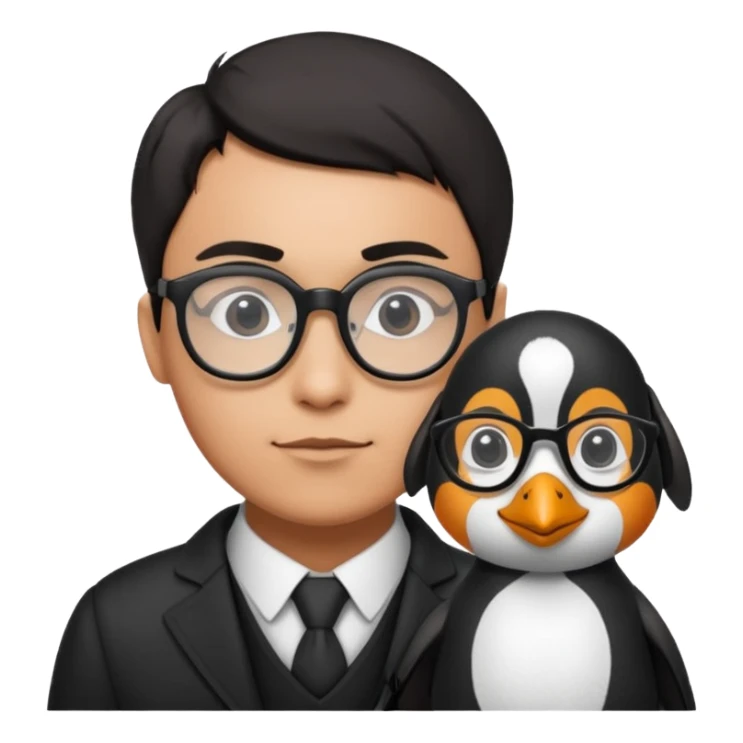  gozlük takan ve yaninda köpek olan Penguin sticker