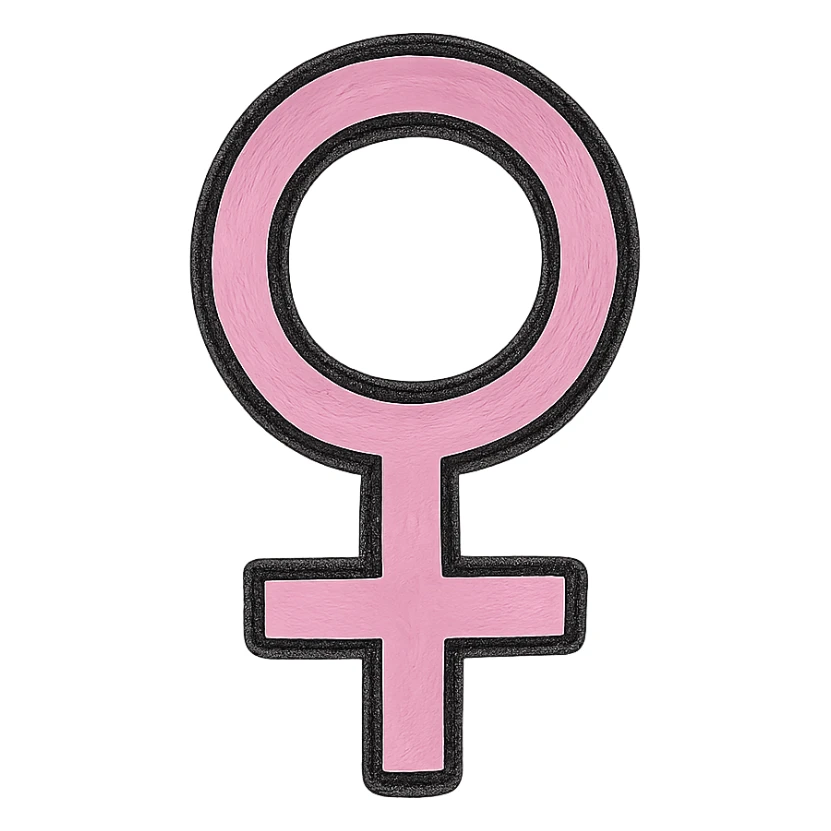 hand drawn outlined icon of a pink symbol, no fill sticker