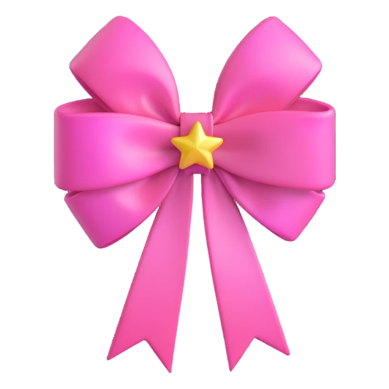pink bow emoji, cute and shiny, with a small star charm sticker