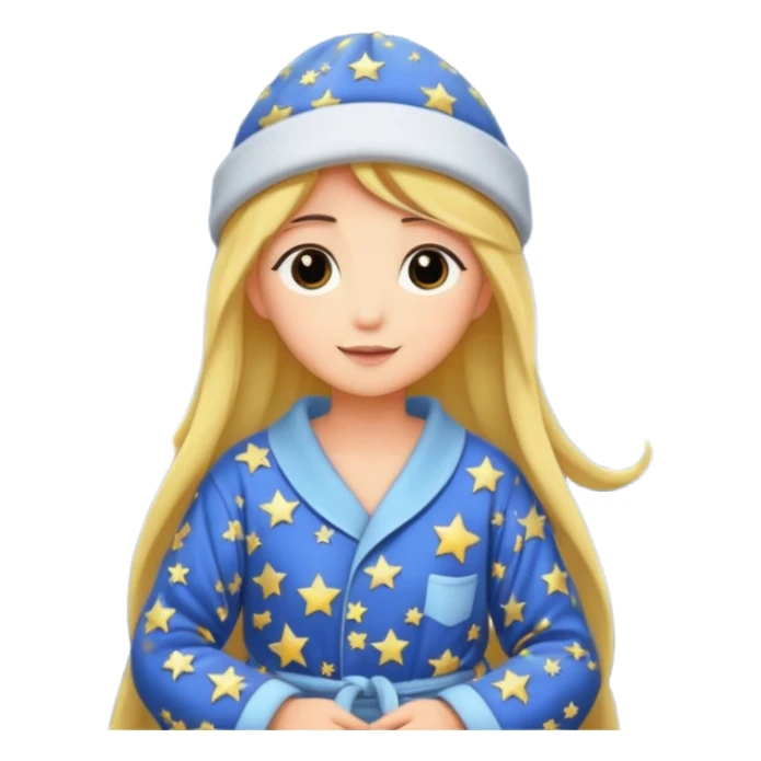 moon wearing oversized pajama hat tangled in stars sticker