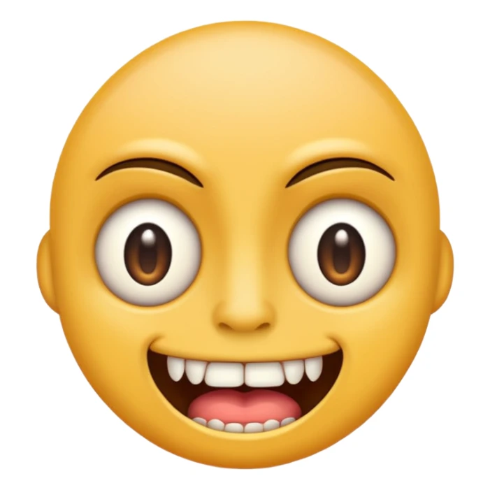 Ugly emoji face, eyes far apart, buck teeth sticker