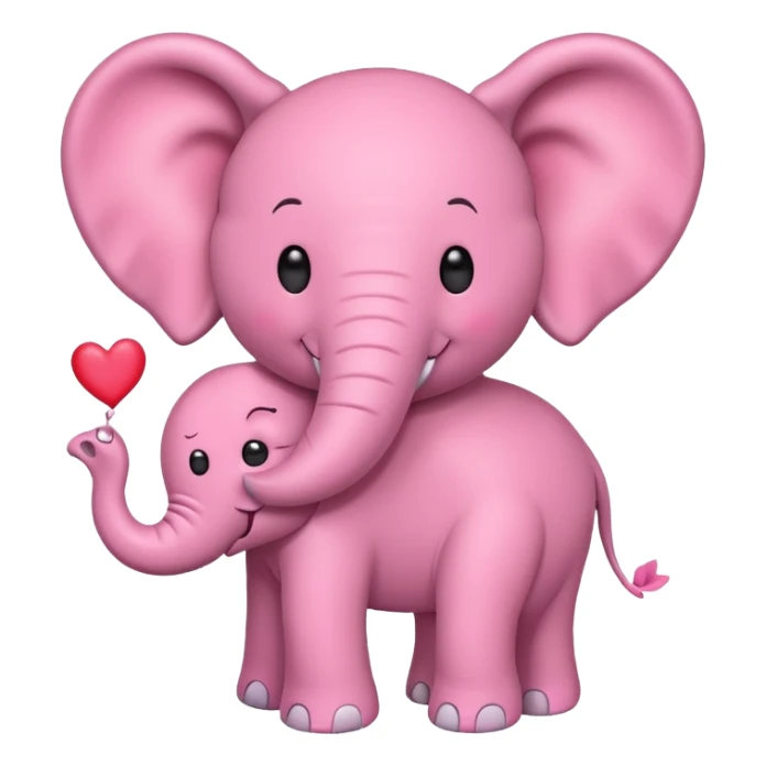 une éléphant rose amoureux avec des coeurs sticker