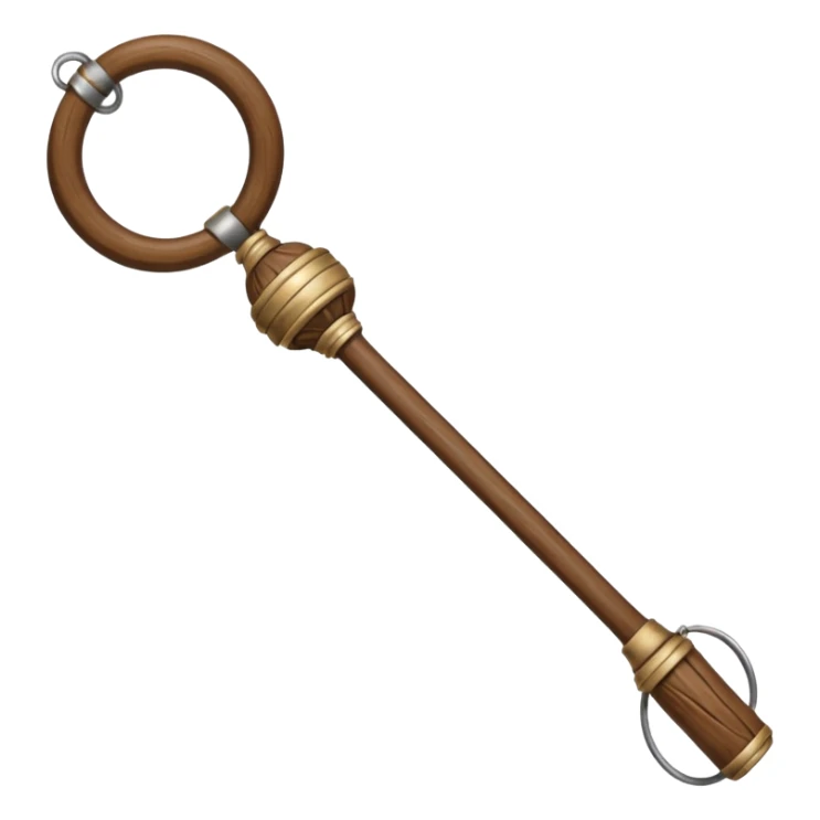 Wooden monk’s staff with metal rings at top. sticker