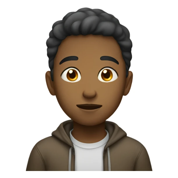 boy thinking with her hand close to her face show full body sticker