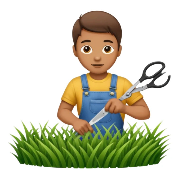 Hand cutting grass with a pair of scisors sticker