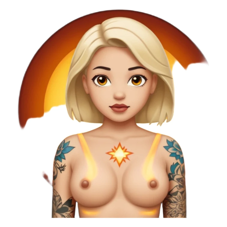 Flashing tits with tattoo between boobs sticker