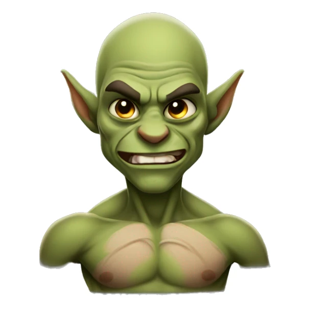 muscular handsome goblin with tatoos flexing no hair sticker