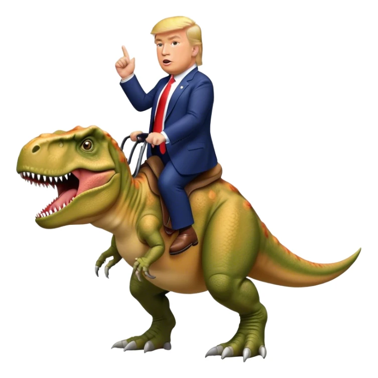 Donald Trump riding wild T-rex sticker