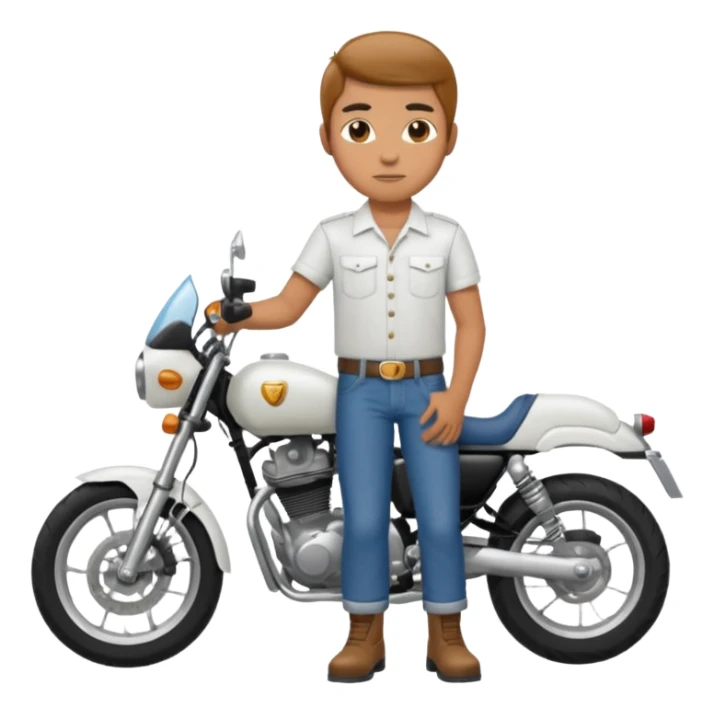 A motorcycle rider in maong pants and a white shirt. sticker