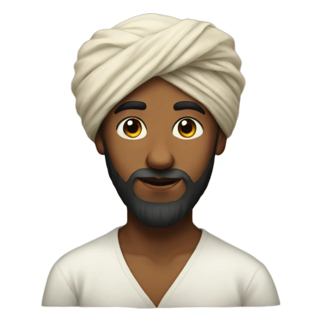 portrait of a bearded boy wearing a turban sticker