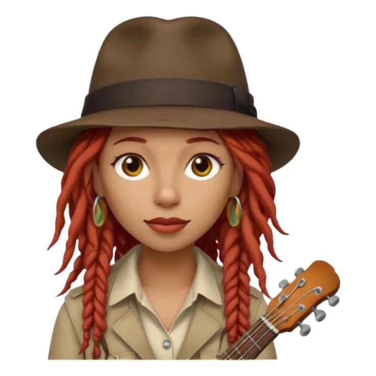 female red haired Musician with dreadlocks and fedora sticker