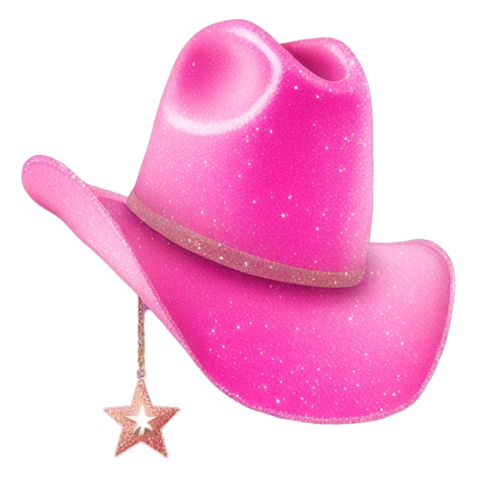 pink glittery cowgirl hat whit sherif star sticker