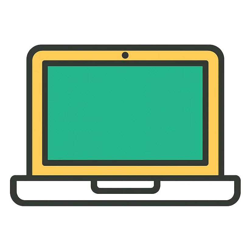 laptop, minimalistic, green gold and white color scheme, clean lines sticker