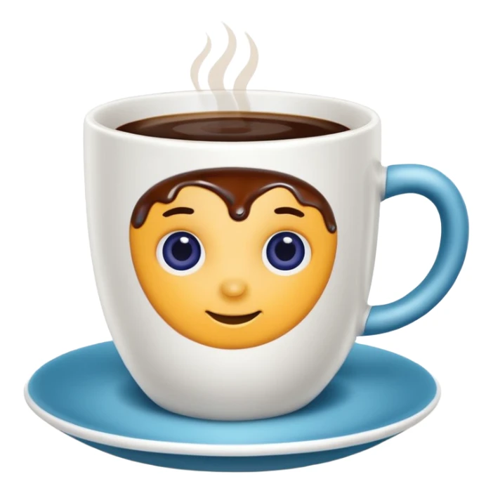 Slow brew coffee with blueberry design in a turkis white cup faceless sticker