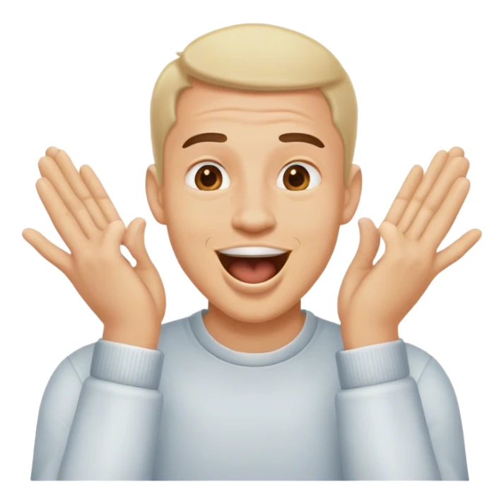 A man who puts his two hands to his mouth and opens his mouth with those hands and laughs
 sticker