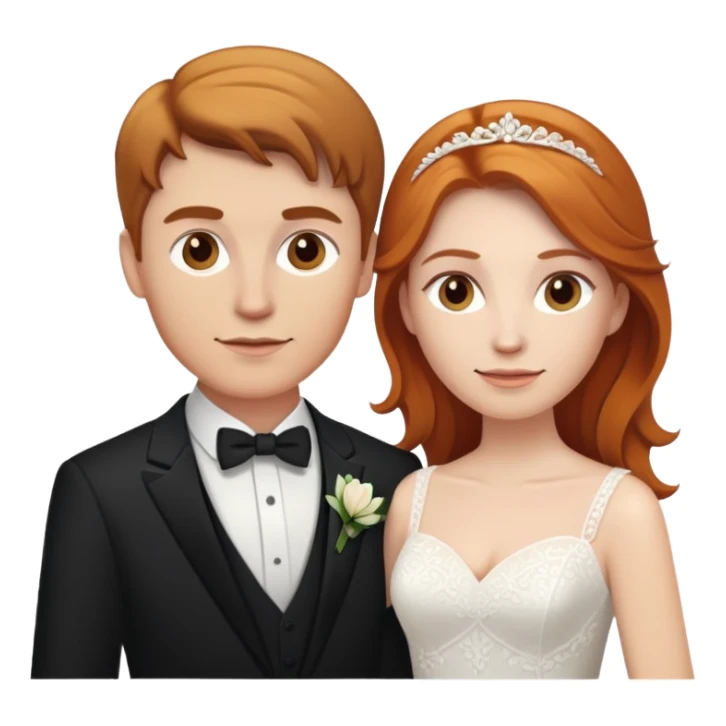wedding couple with white man with brown hair and white woman with light ginger hair sticker