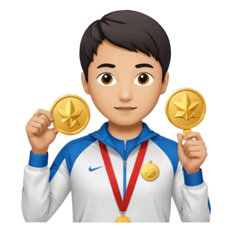 joji picking running a marathon with gold medal sticker