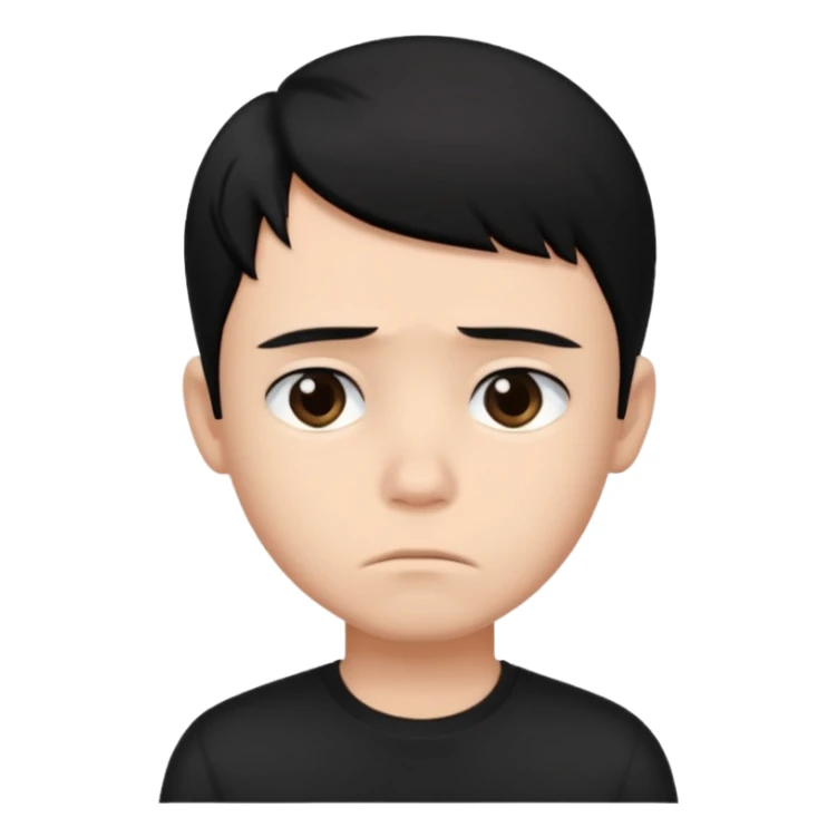 Roblox Avatar whit black shirt and sleek boy har sad sticker