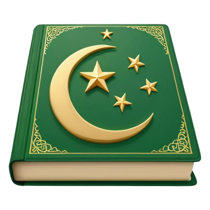 Closed Quran with the Islamic Symbol on it (moon and star) green from left to right sticker