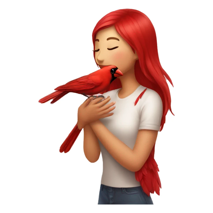 Girl kissing bird cardinal  sticker