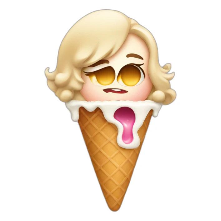 a girl swallowing an ice cream sticker
