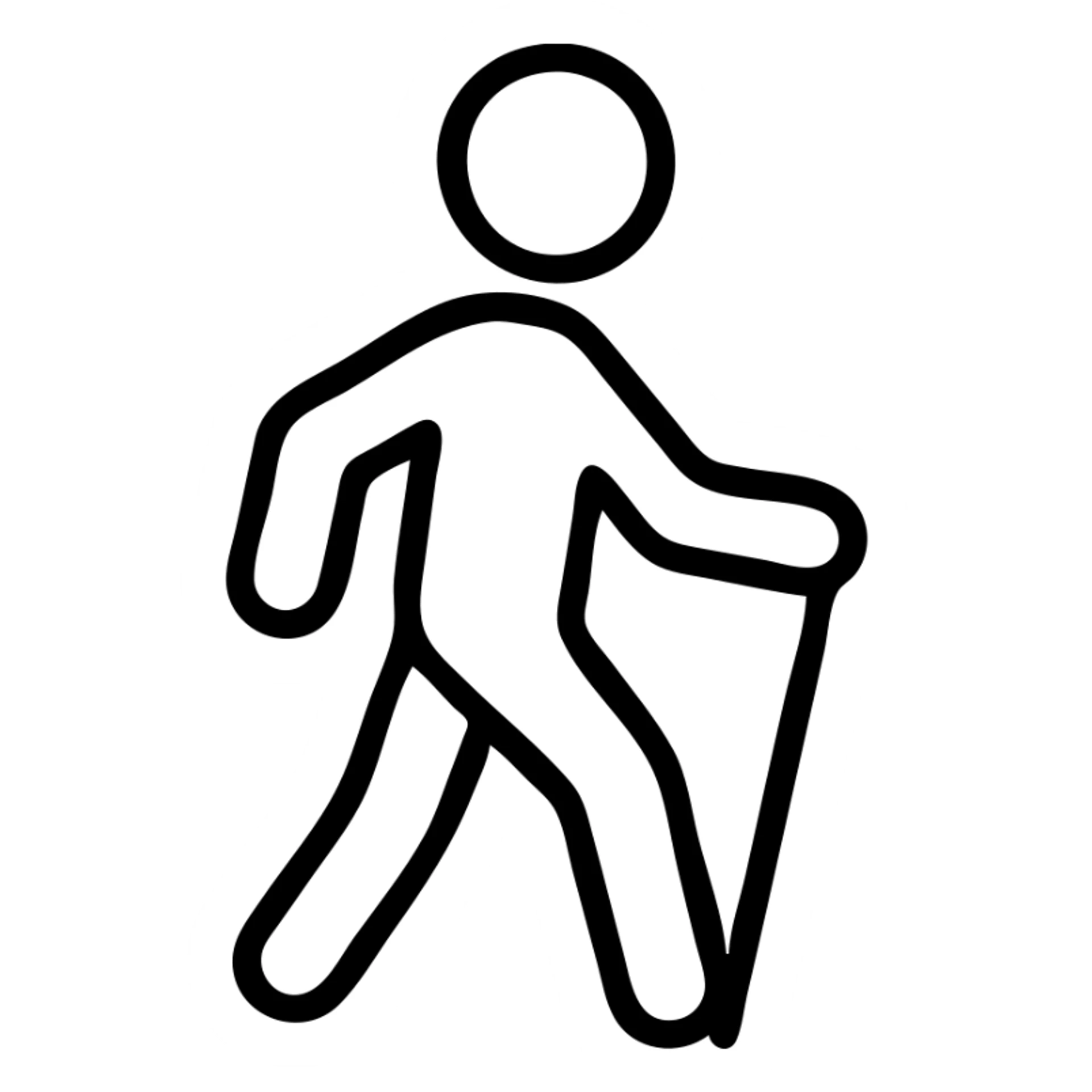 walking stickman, simple and clear black outline style sticker