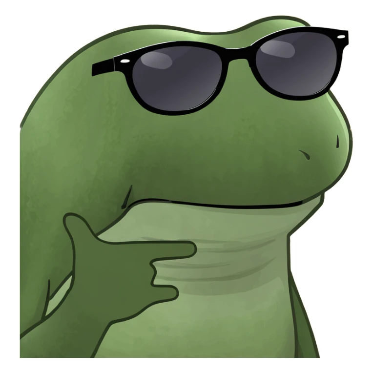 bufo frog with stylish sunglasses, holding a vibrant tropical drink sticker