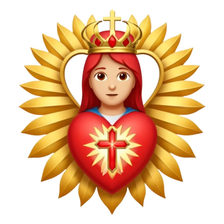 Sacred heart : A heart with rays around it and a cross at the top sticker