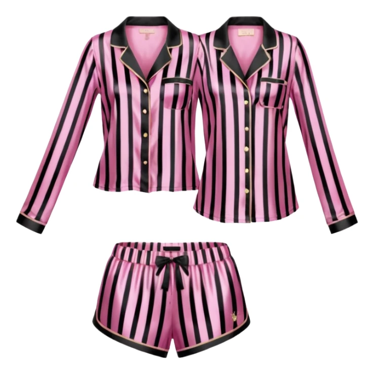 Striped pink and  black silk Victoria’s Secret pajama set sticker