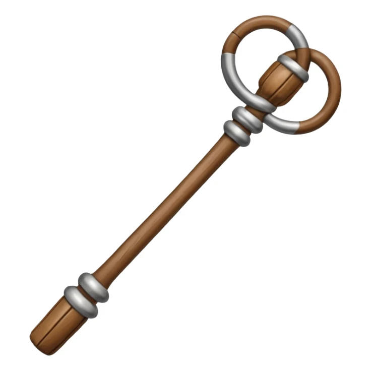 Wooden monk’s staff with metal rings at top. sticker