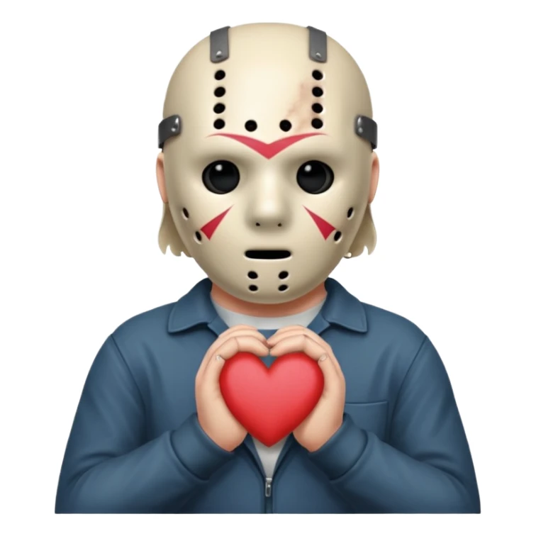 Jason Voorhees, looking cute, with his hands clasped in front of him, at a sideways angle, looks like he is in love sticker