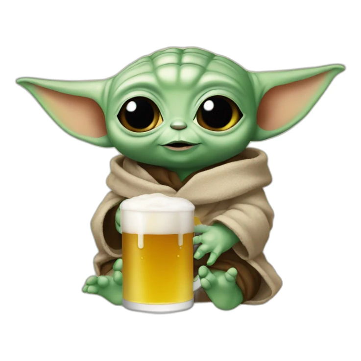 Baby yoda drink a beer sticker