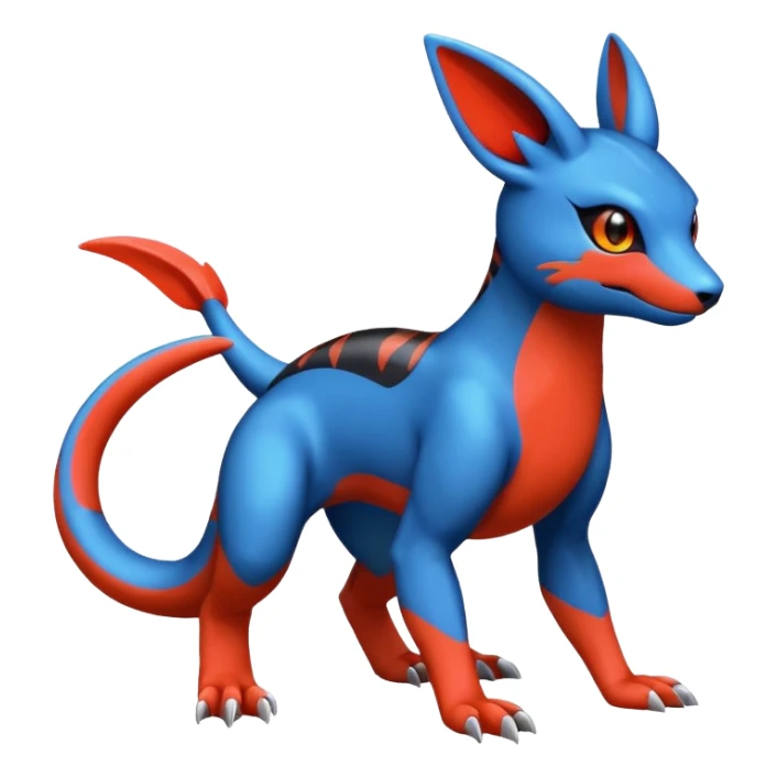 Cute Shiny Guilmon-Salandit-Umbreon-Fakémon-hybrid-creature (full body)  sticker