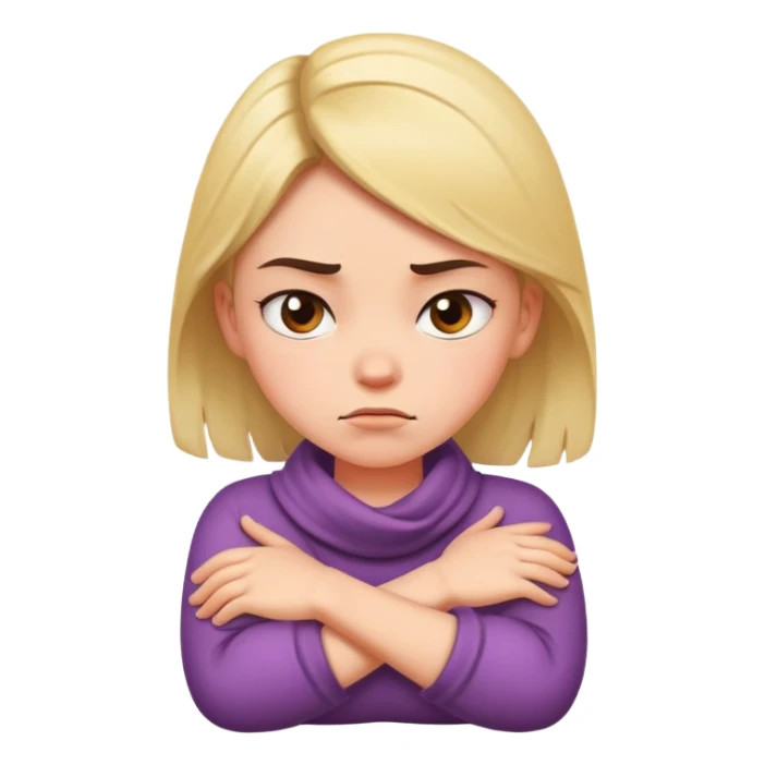 Girl with arms cross around her neck mad sticker