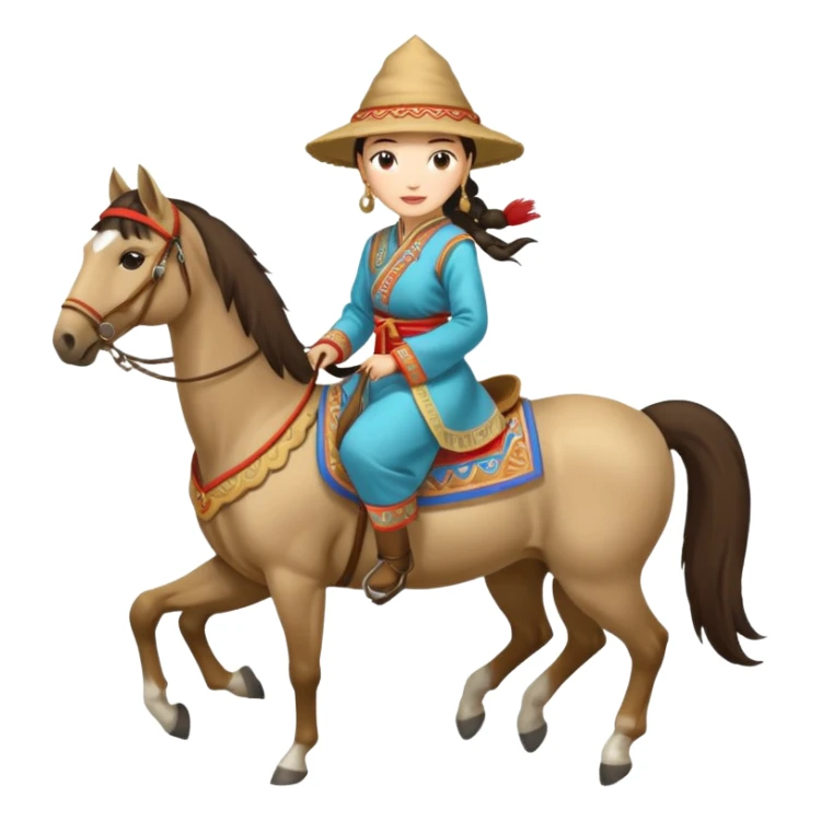 mongolian woman on horse full body sticker