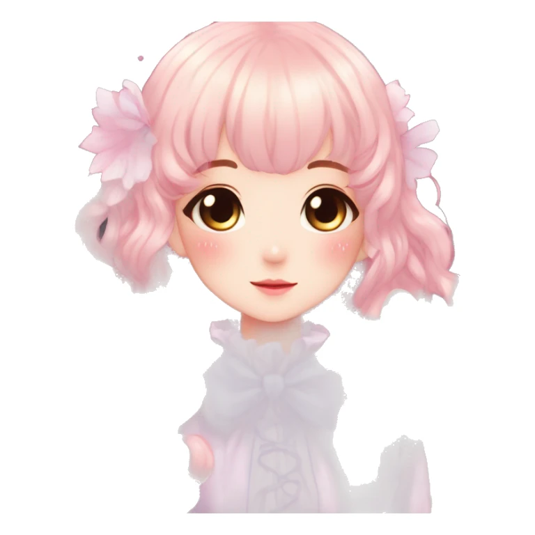 Gorgeous anime style lady with blushing face cottagecore fairycore  Kawaii anime colorful pearly romantic simplistic aesthetic trending stylea sticker