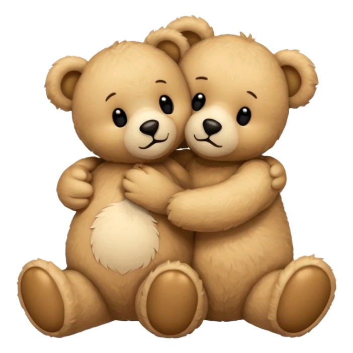 Beige furry teddy bear hugging another beige furry teddy bear sticker