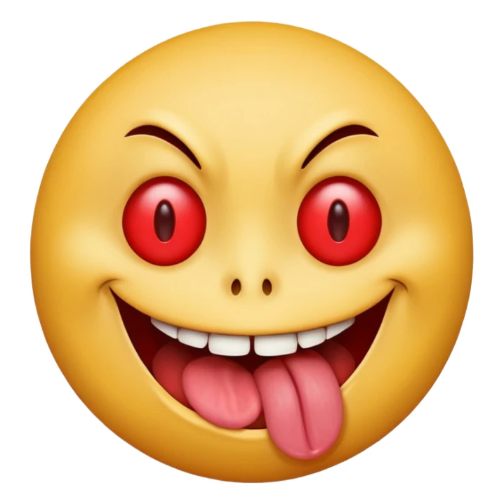 Insane smiley face who’s greedy and has red tired eyes evil with tongue out  sticker