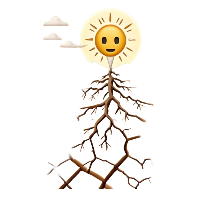 3D render of Drought Crack, miniature weather phenomenon, volumetric particle effects, parched brown earth ground texture, emoji style, isolated on white background --v 6.0. sticker