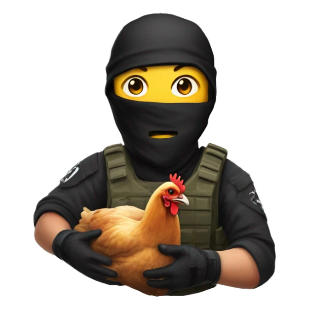 Counter-terrorist from Counter-Strike 2 game, holding chicken in hands sticker