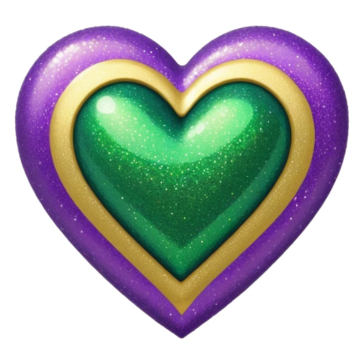 Gold, purple and green glitter heart  sticker