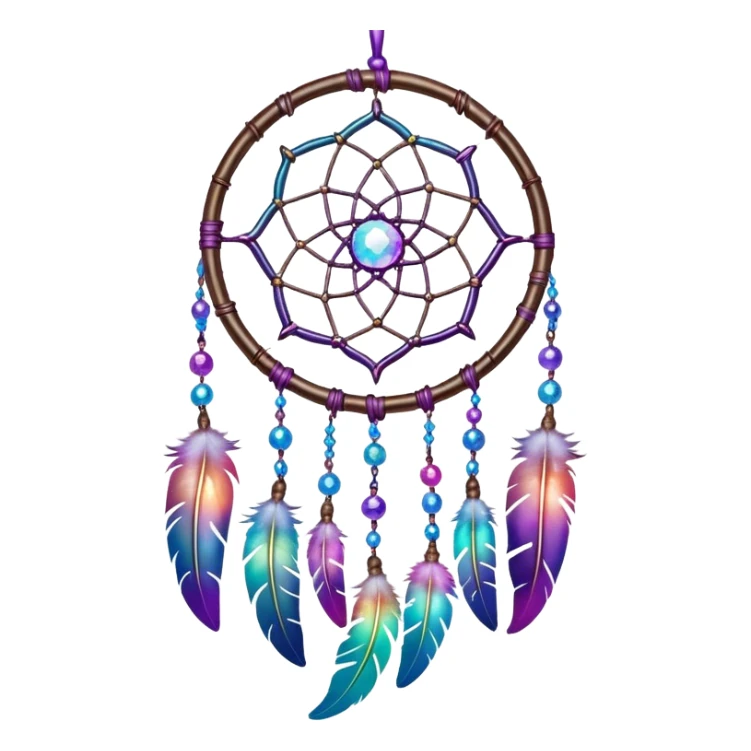 Iridescent nebula Dreamcatcher-suncatcher hanging from a thread sticker