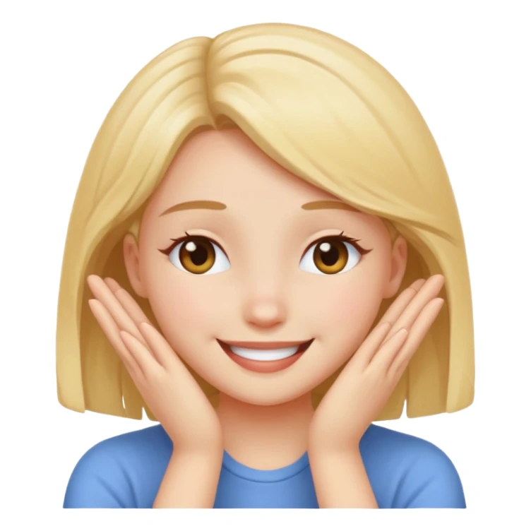 shy girl smiling blocking her eyes with her hands  sticker